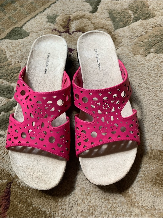 croft & barrow Shoes - croft & barrow Pink Laser-Cut Slide Sandals